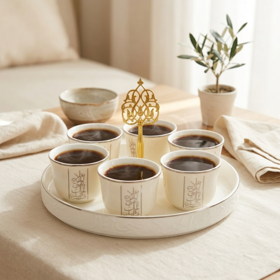 Coffee Cup Set 6 Pcs With Tray